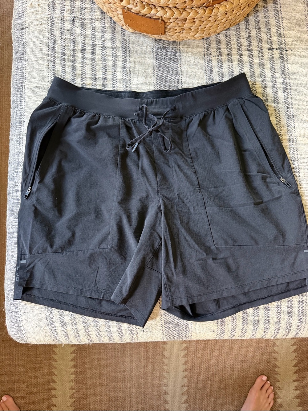 Lululemon Men's Black Shorts with Drawstring